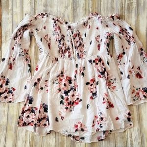 Torrid off shoulder smocked flutter sleeve top